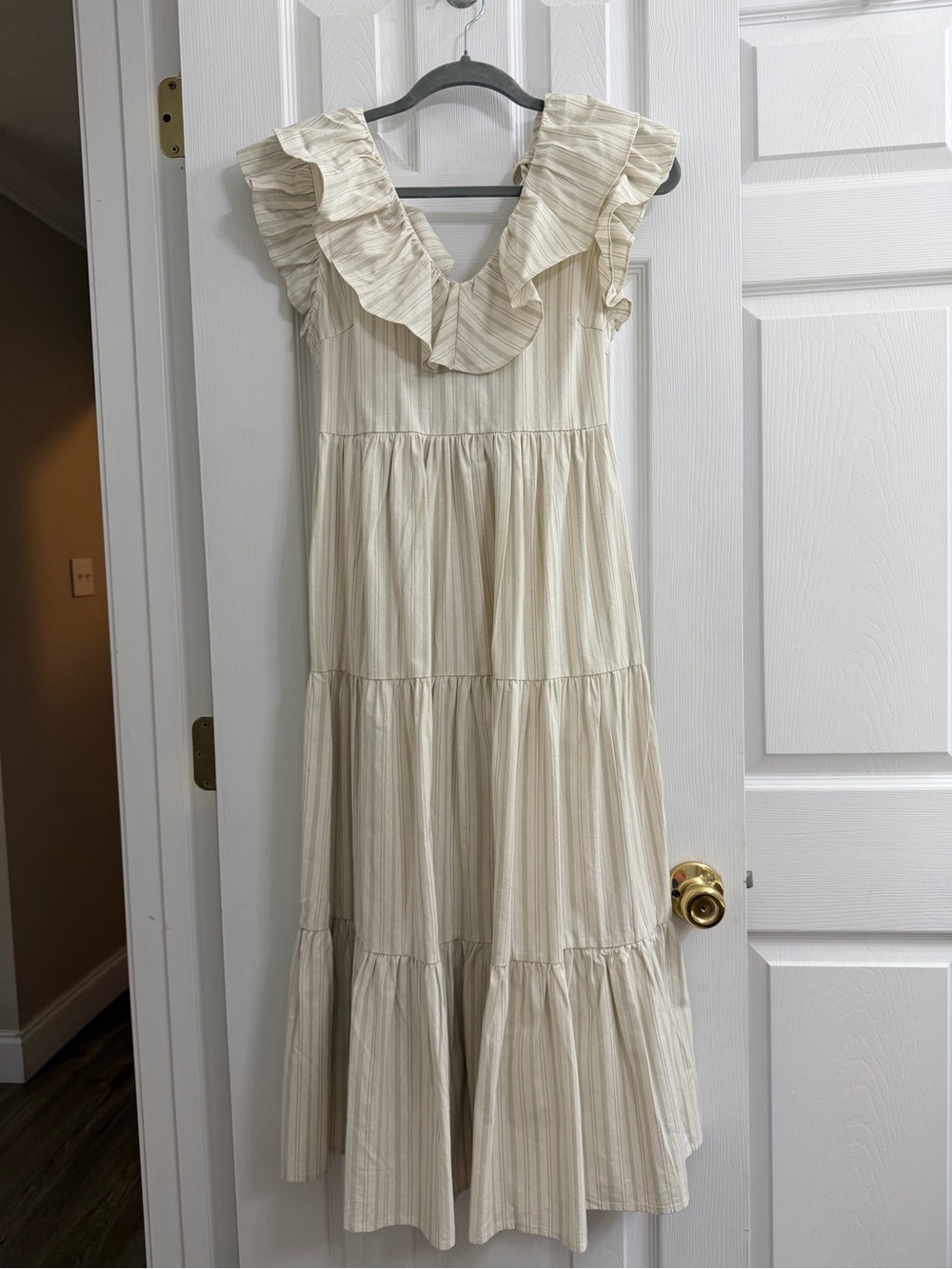 Women’s Cream Ruffle Tiered Maxi Dress